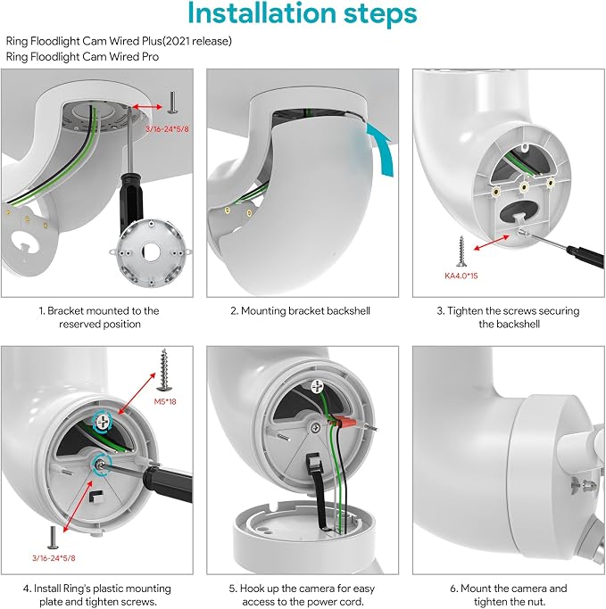 EDUP Eave Mount for Ring Floodlight Cam Wired Pro & Ring Floodlight Cam Wired - Image 4