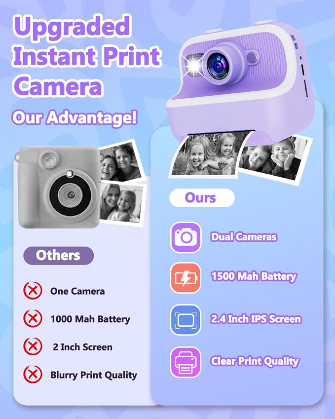 Instant Print Camera for Kids, Christmas Birthday Gifts for Girls Boys - Image 6