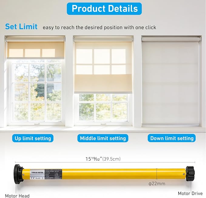 AM22 Smart Blinds Motor for 1.25" Tube, Rechargeable Tuya Zigbee Tubular Motor - Image 7