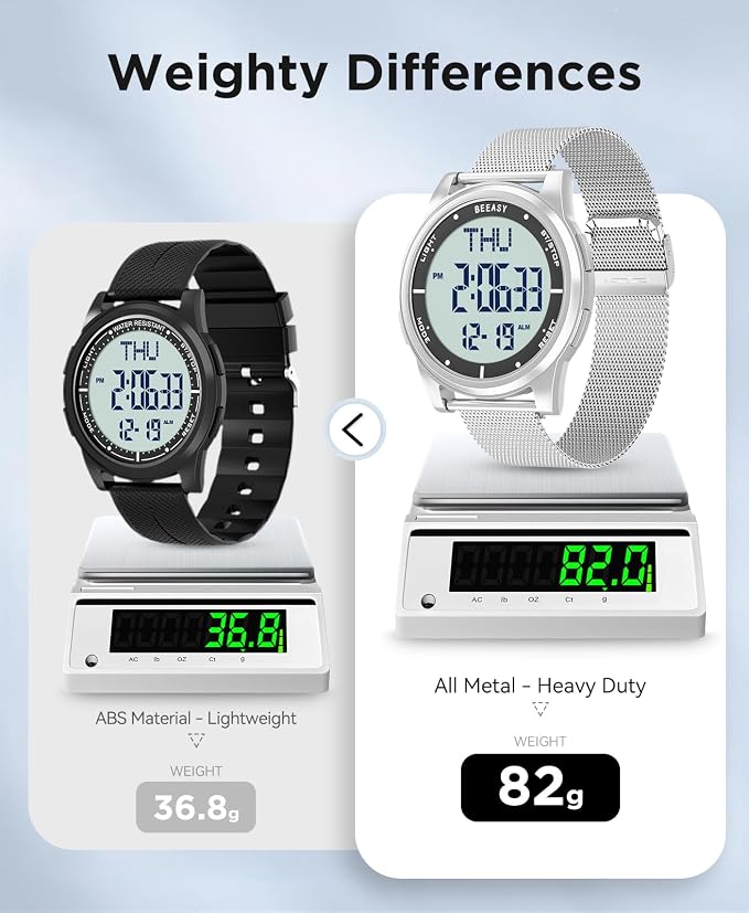Beeasy Digital Watch for Men Women, 50M Waterproof, Ultra-Thin & Lightweight - Image 7