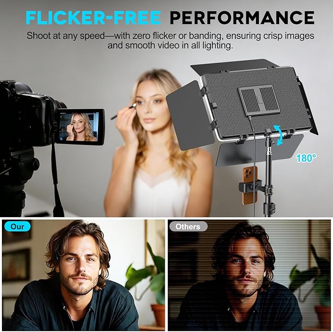 2 Pack LED Video Light Kit 79'' Tripod Light Stand, 30W 3000Lux Photography - Image 5