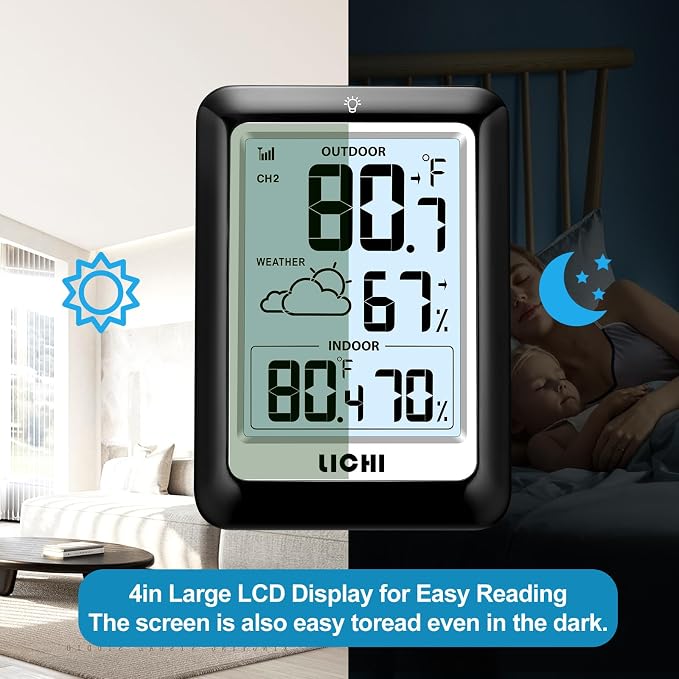 Indoor Outdoor Thermometer Wireless Weather Station, Internal External - Image 6