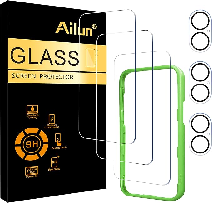 Ailun 3 Pack Screen Protector for iPhone 17 + 3 Pack Camera Lens Protector by Ailun
