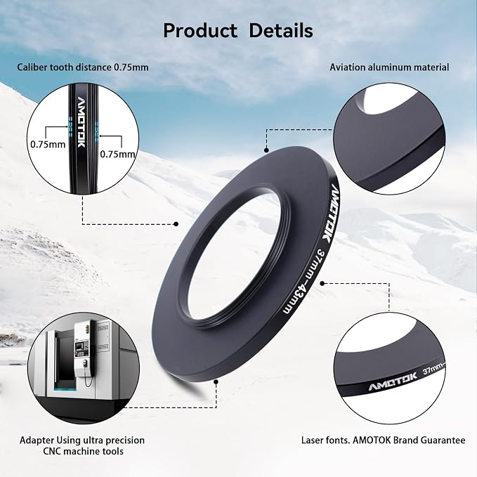 37mm Lens to 43mm Camera Lens Adapter, 37mm to 43mm Filter Step-up Ring Adapter - Image 3