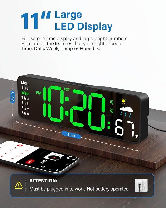 Digital Wall Clock, Digital Clock Large Display - Image 2