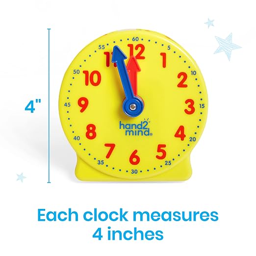 hand2mind Mini Geared Clock Classroom Set, Telling Time, Teaching Clocks - Image 4