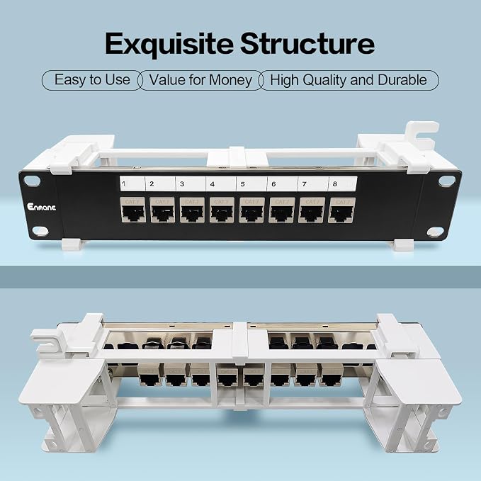 8 Port Patch Panel CAT7 Keystone Coupler Shielded Wall Mount 10inch - Image 7