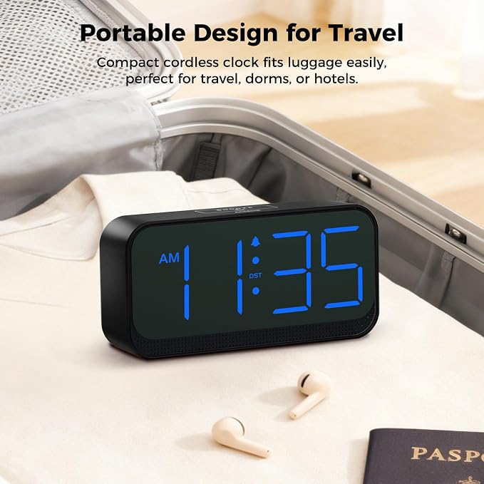 Acedeck Battery Operated Digital Clock: Cordless Small Alarm Clock - Image 7