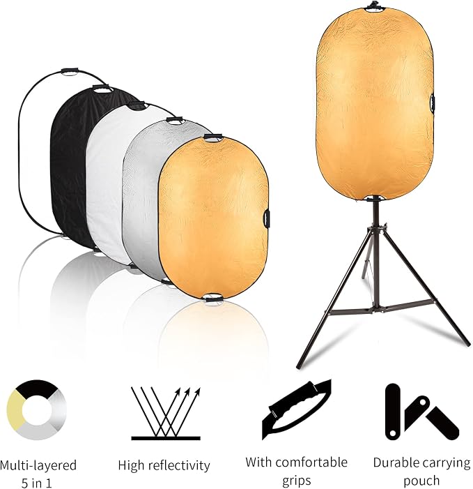 Selens 24x36inch/60x90cm Light Reflector Stand Kit 5-in-1 Collapsible Multi-Disc - Image 5