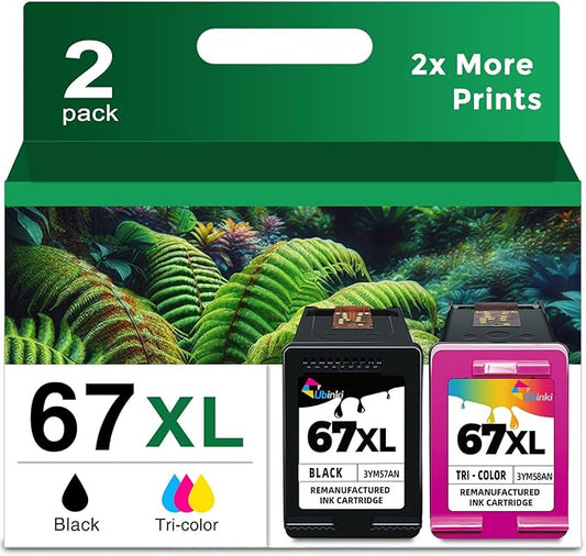 67XL Ink Cartridge Black/Color Combo Pack Replacement by Ubinki