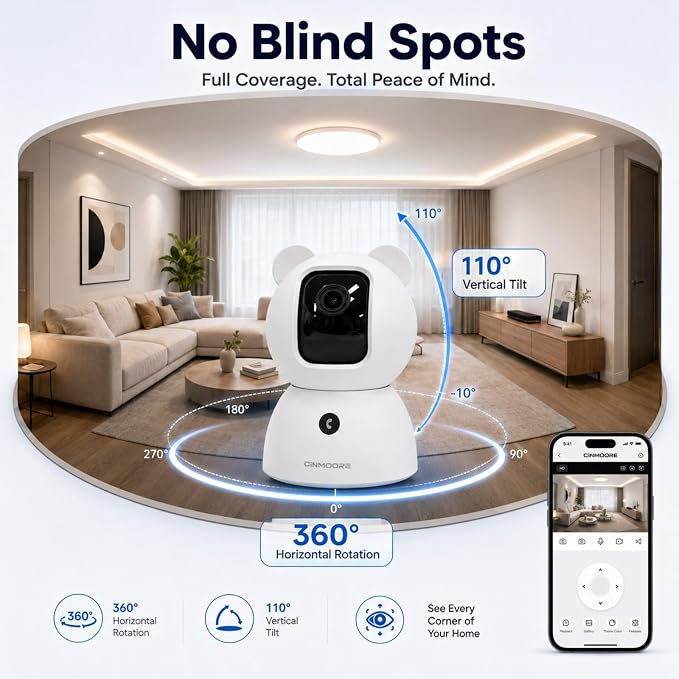 2.5K Indoor Security Camera, Non-Subscription AI Person/Pet/Cry Detection - Image 4