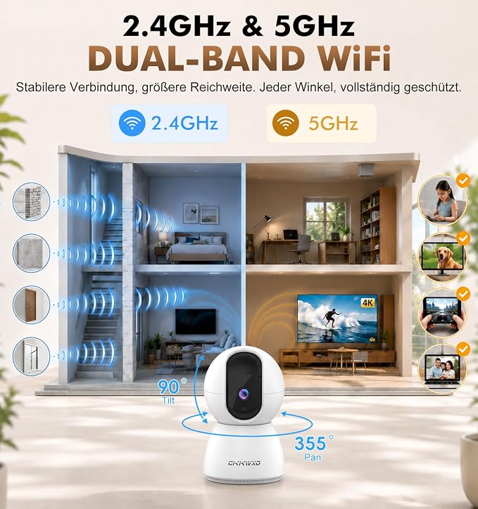 2K Wi-Fi Indoor Security Camera, 2.4/5GHz Wi-Fi Pet Cam, 3MP Camera - Image 4