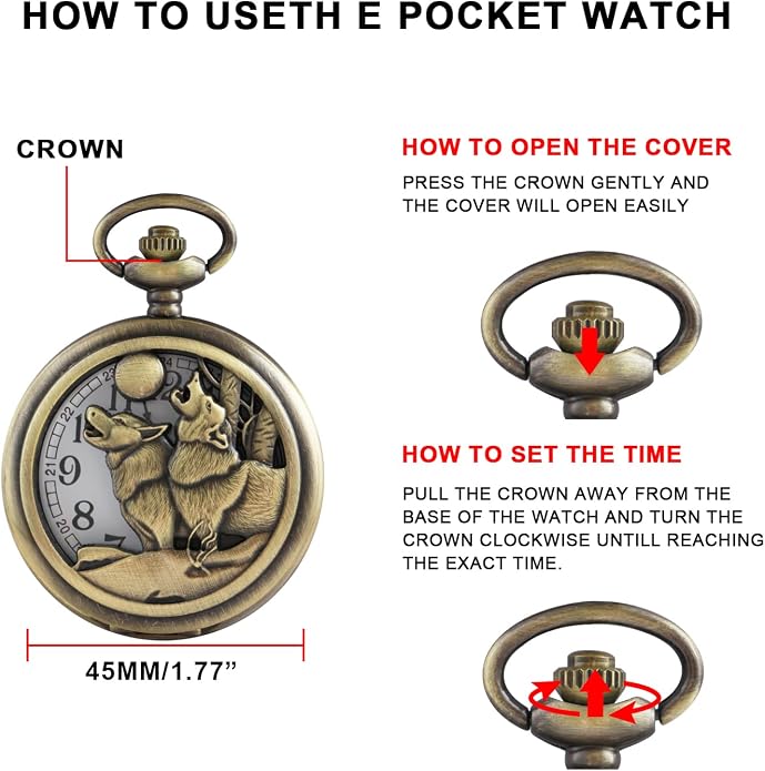 Men's Pocket Watch, Arabic Digital Dial Pocket Watches - Image 7