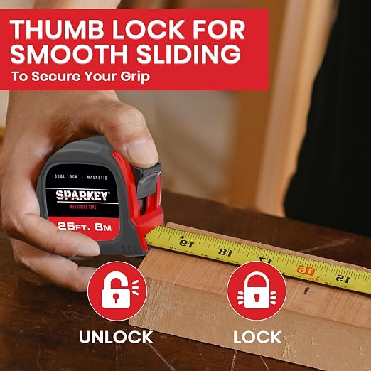 Sparkey 25ft/8M Retractable Magnetic Measure Tape — Metric Measuring Tool - Image 4