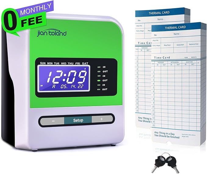 Employee Thermal Time Clock for Small Business | in/Out Punch Clock, No Ink by JianBoland