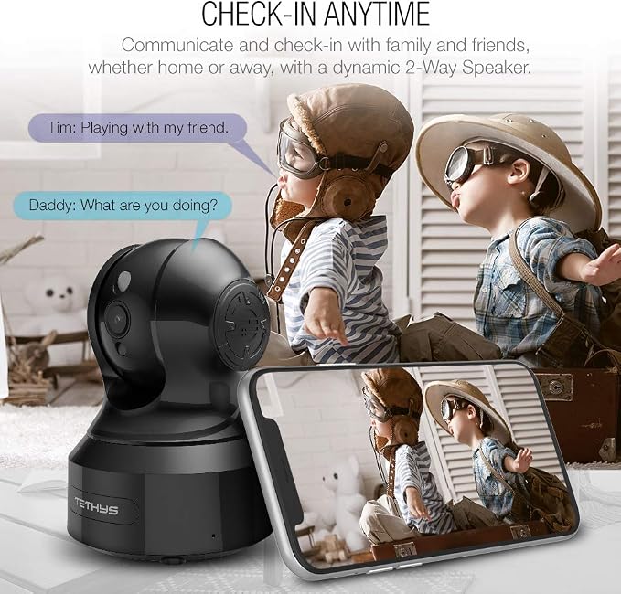 TETHYS Wireless Security Camera 1080P Indoor Pan/Tilt WiFi Smart IP Camera Dome - Image 3