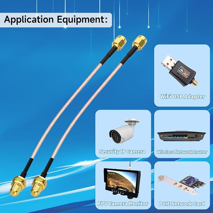 Yuslao WiFi Antenna Extension Cable 6inch 15cm RP-SMA Male to RP-SMA Female - Image 5