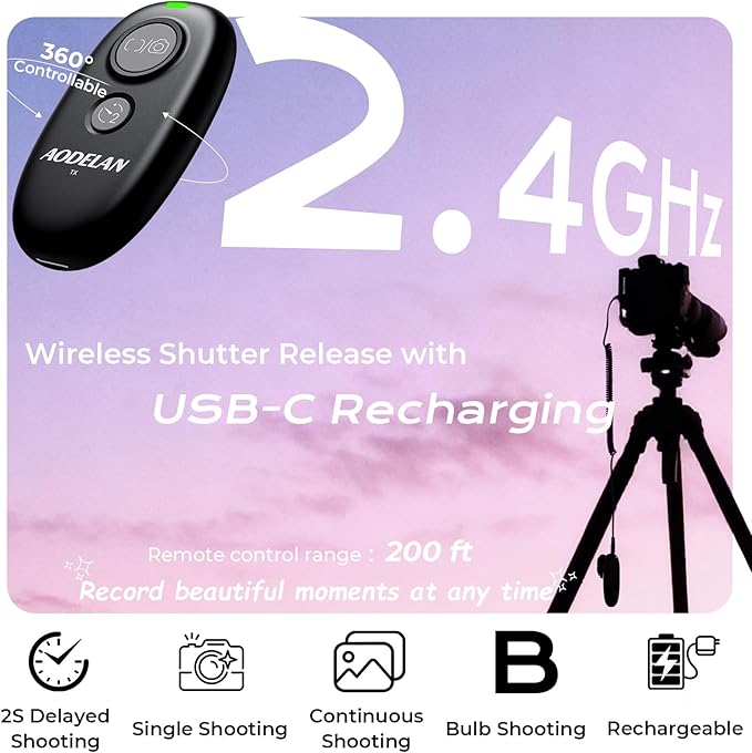 Upgraded USB-C Rechargeable Wireless Camera Remote Control Shutter Release – - Image 2