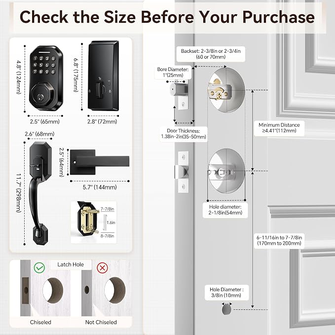 Ulecoce WiFi Smart Door Lock for Front Door, Keyless Entry Door Lock - Image 7