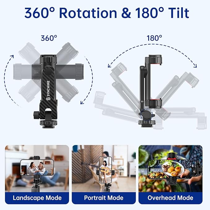 SYNCWIRE Tripod Phone Mount, Universal Smartphone Mount Adapter - Image 4