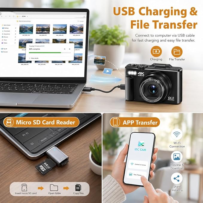 4K Digital Camera for Photography, 64MP Vlogging Camera for YouTube - Image 7