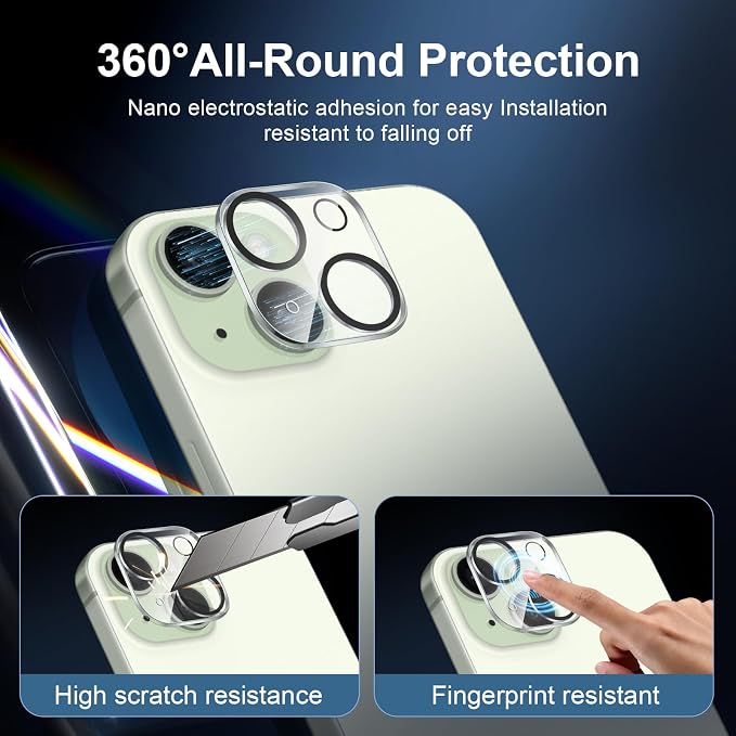 NEW'C 3x for iPhone 15 Plus Screen Protector+ 3x Camera Lens Protector - Image 4