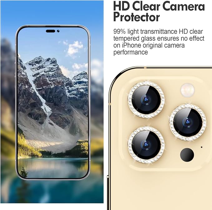 for iPhone 14 Pro/14 Pro Max Camera Lens Protector Bling, 9H Hardness - Image 4