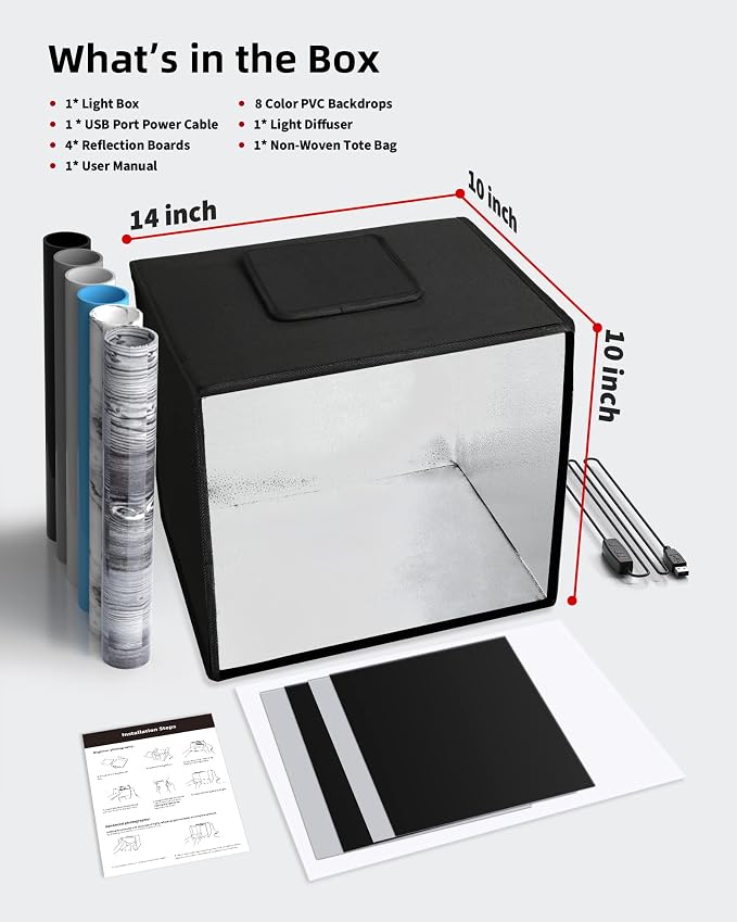 Glendan Mini Photo Studio Light Box, Portable Foldable Light Box Photography - Image 7