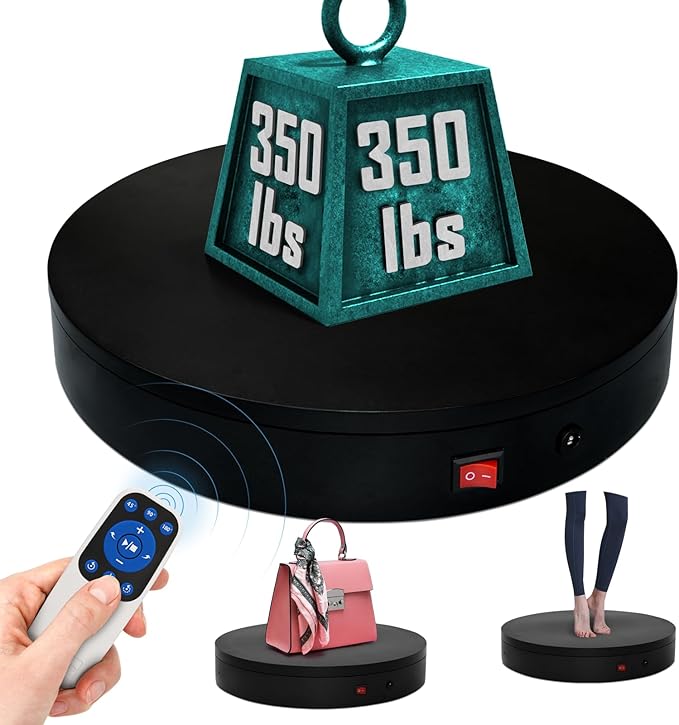 12.6Inch/350lbs Capacity Electric Motorized Turntable, Remote Rotating Display by ComXim