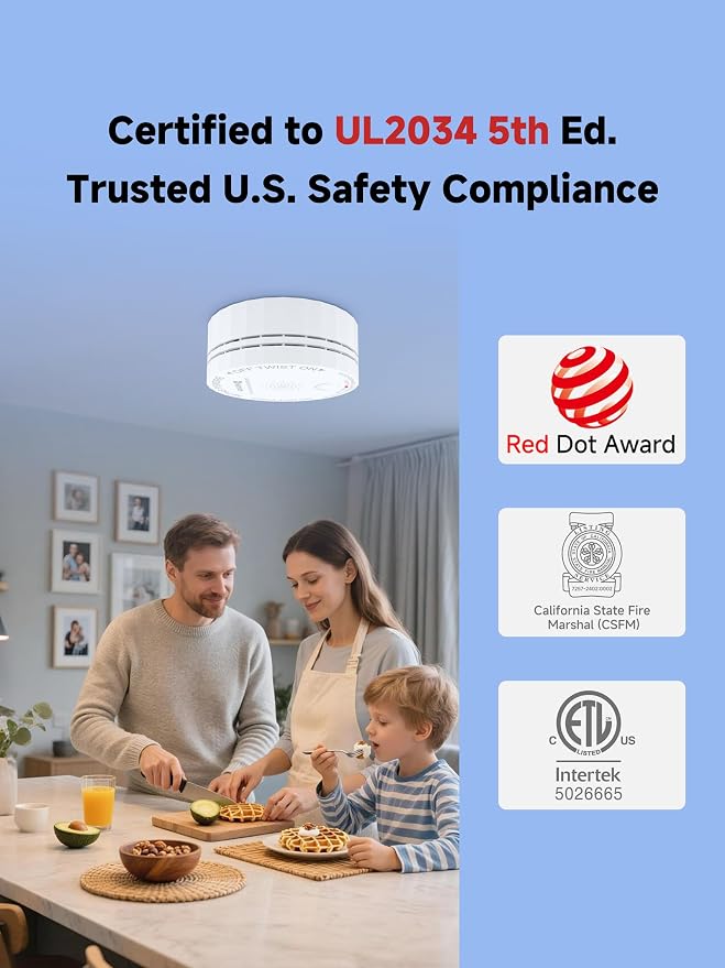 Heiman Carbon Monoxide Detectors, Mini CO Detector Long Battery Operated - Image 2