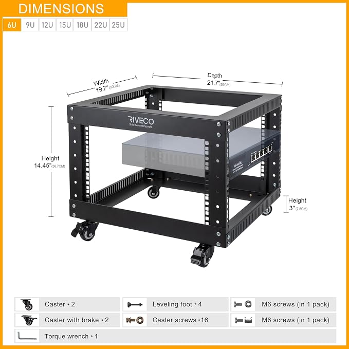RIVECO 6U Open Frame Server Rack - Image 3
