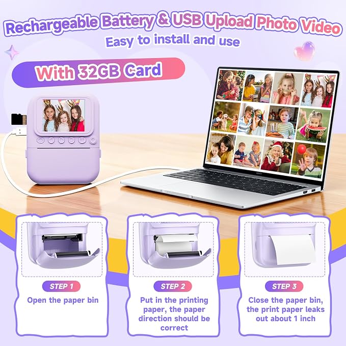 Kids Camera Instant Print, Portable Toddler Camera Toys - Image 6