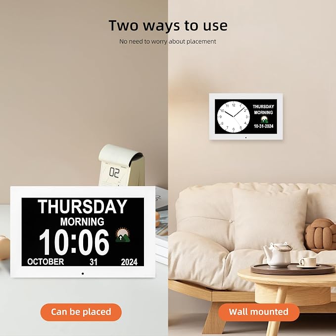 Dementia Clock with 12 sets of alarms paired with 20 usage scenarios, Large - Image 7