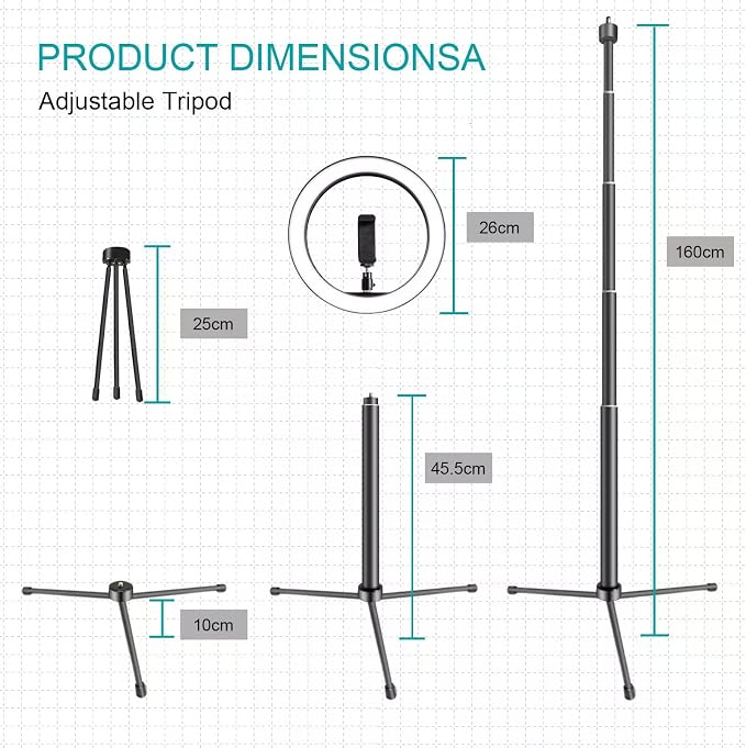 10" Selfie Ring Light with 10" Stand and 60" Selfie Stick, 3 Color Light - Image 4