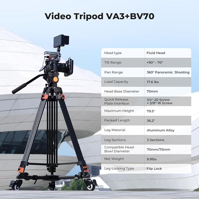 K&F CONCEPT 80" Video Tripod - Image 3