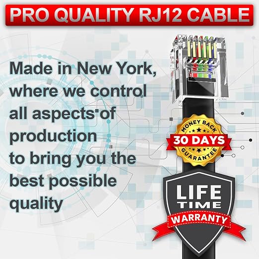 AmzDeals 2-Pack 2 Feet Black RJ12 6P6C Reverse Wired Cable, Pro Grade Voice - Image 4