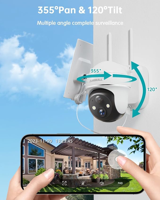 ZUMIMALL 5MP Solar Security Cameras Wireless Outdoor, Solar Powered Cameras - Image 3