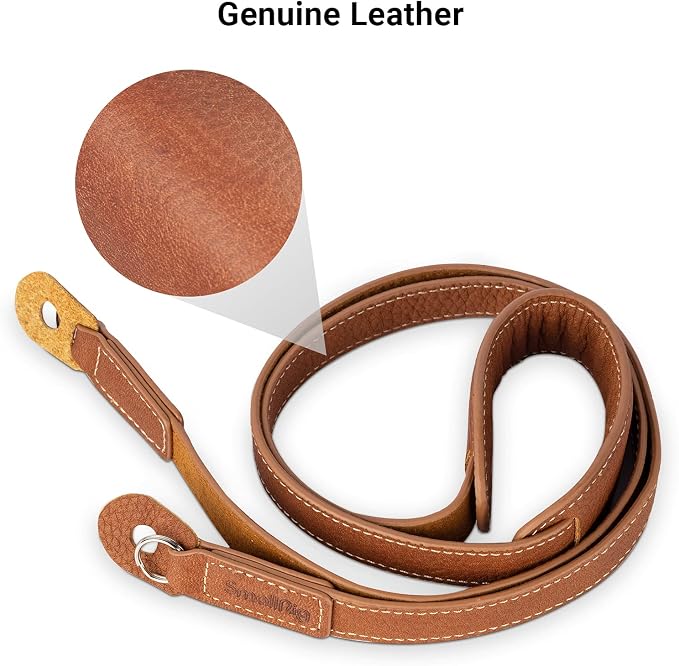 SMALLRIG Leather Camera Strap, Vintage Brown Genuine Leather Neck Shoulder - Image 2
