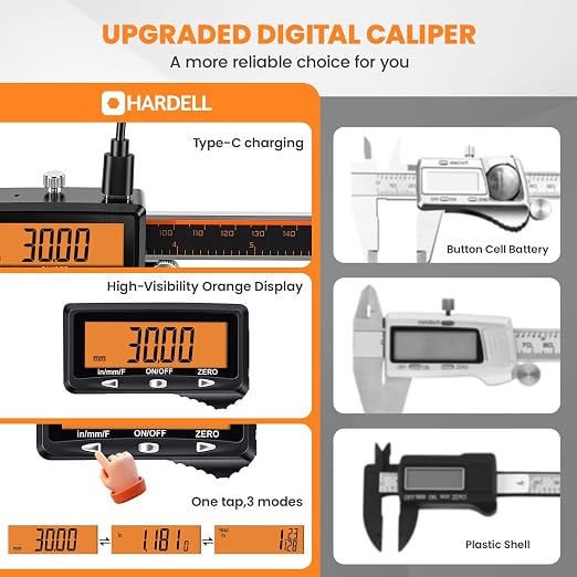 HARDELL Digital Caliper, Stainless Steel Digital Micrometer - Image 6