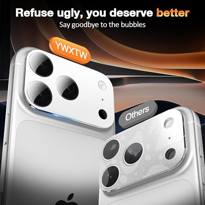 YWXTW [0 Bubbles for iPhone 17 Pro Camera Lens Protector, Full Coverage - Image 2