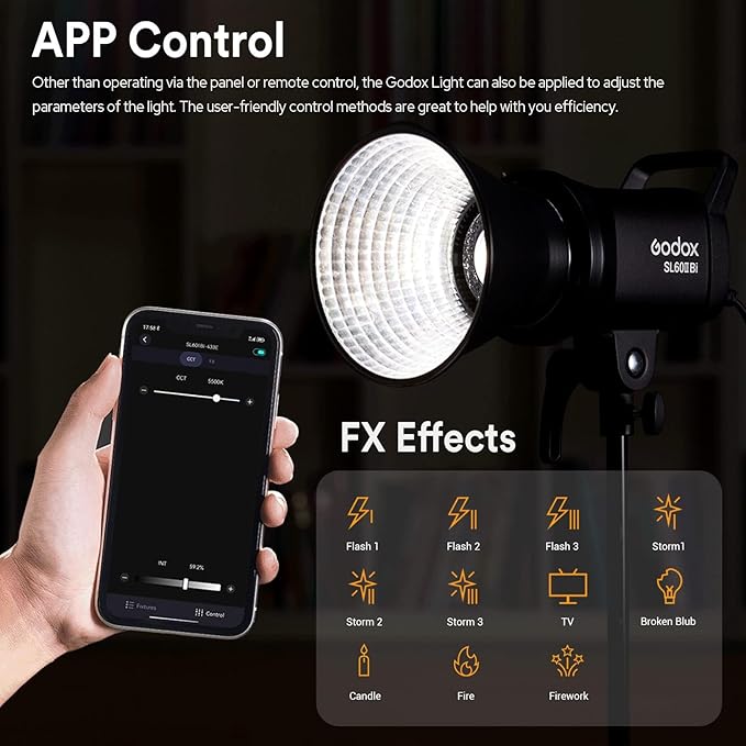 Godox SL60IIBi Bi-Color LED Video Light 75W, 2800K-6500K, CRI96+ TLCI97+ - Image 4
