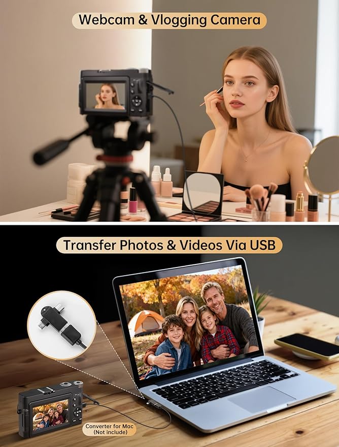 4K Digital Camera for Photography, 64MP Autofocus WiFi Vlogging Camera for - Image 6