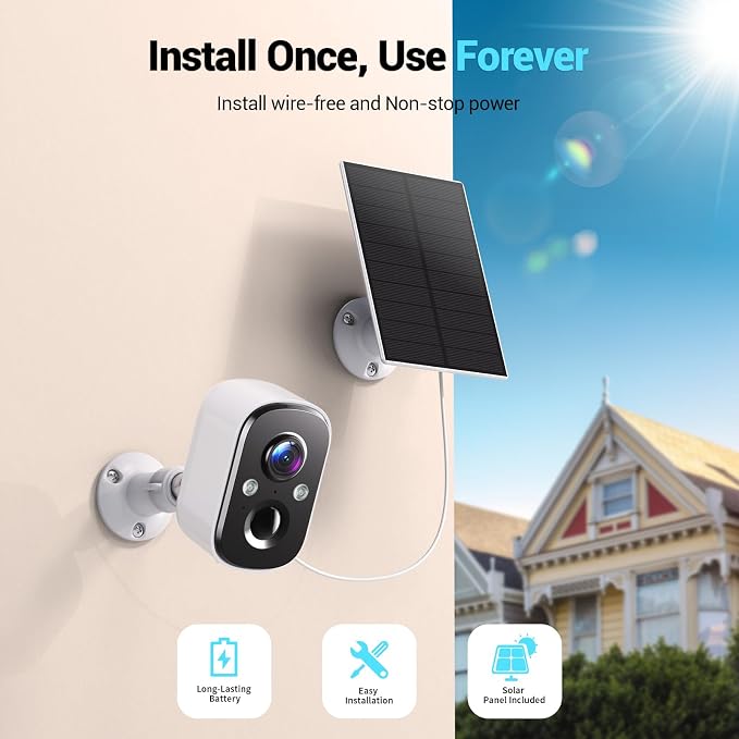 Techage 2K Solar Security Cameras Wireless Outdoor, 2K Battery Powered WiFi - Image 4