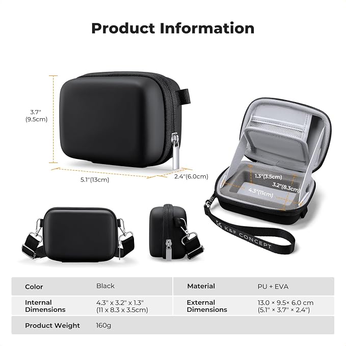 K&F CONCEPT Carrying Case for Digital Camera, Small Hard Shell Protective Case - Image 8