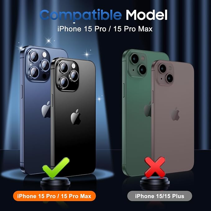 UniqueMe for 3 Pack iPhone 15 Pro/iPhone 15 Pro Max Camera Lens Protector - Image 7