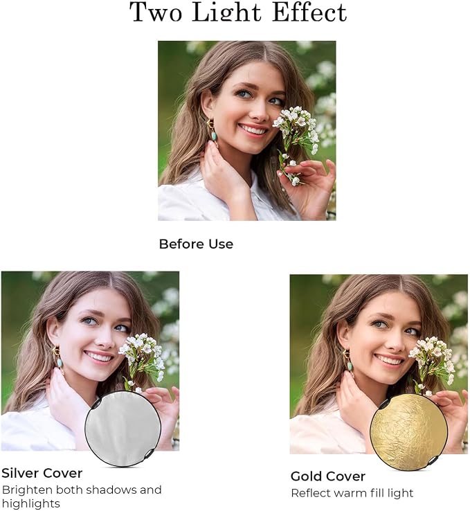 2-in-1 Photo Reflector Fill Light Soft Light Collapsible Reflector 12" 30cm - Image 3