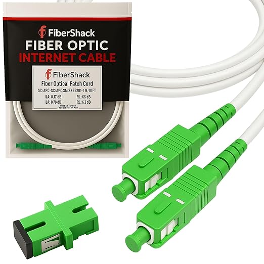 Fibershack - 3M / 10ft Fiber Optic Internet Cable & Connector - SC/APC to by Fibershack