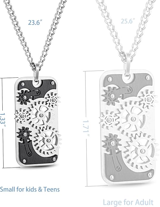 Stainless Steel Mechanical Rotatable Gear Pendant Necklace - Image 5