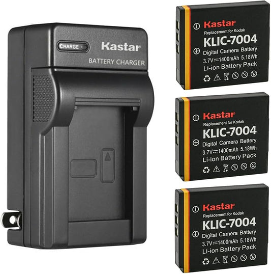 Kastar 3-Pack KLIC-7004 Battery and AC Wall Charger Replacement by Kastar