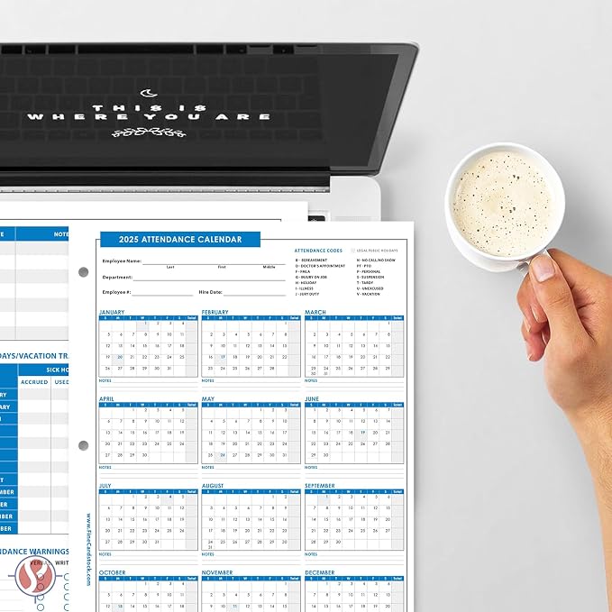 2025 Attendance Calendar Card Stock Paper – Great Employee Work Tracker | - Image 4